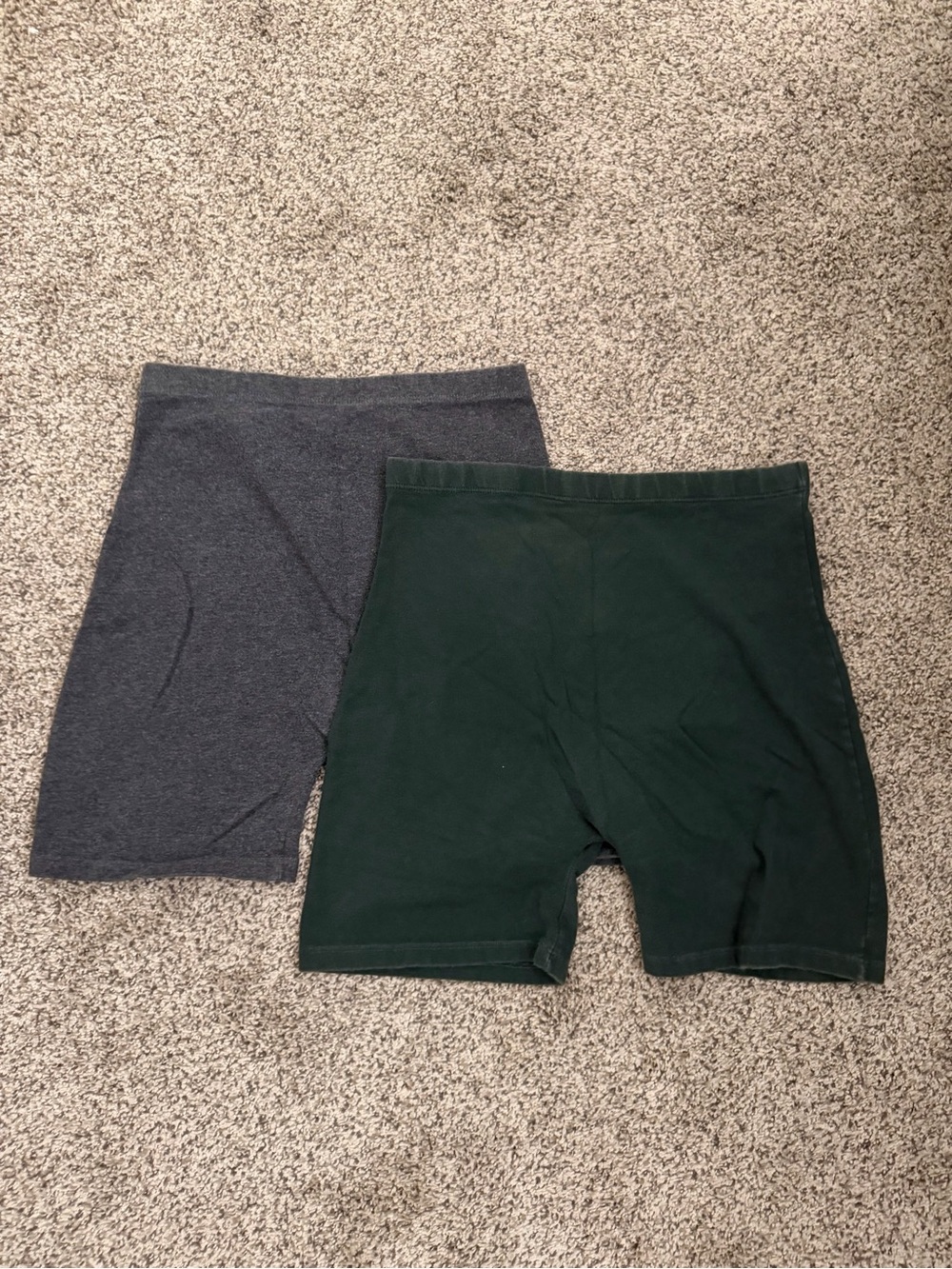 Brandy Melville Bike Shorts - Dark Green & Charcoal (2-Pack)